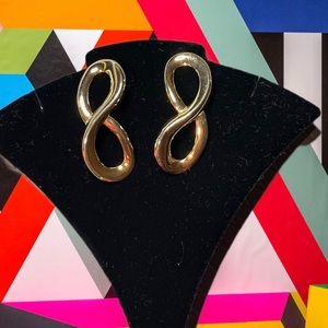 Vintage 1980’s 1990’s pierced gold tone pierced earrings, shiny, bold, eccentric